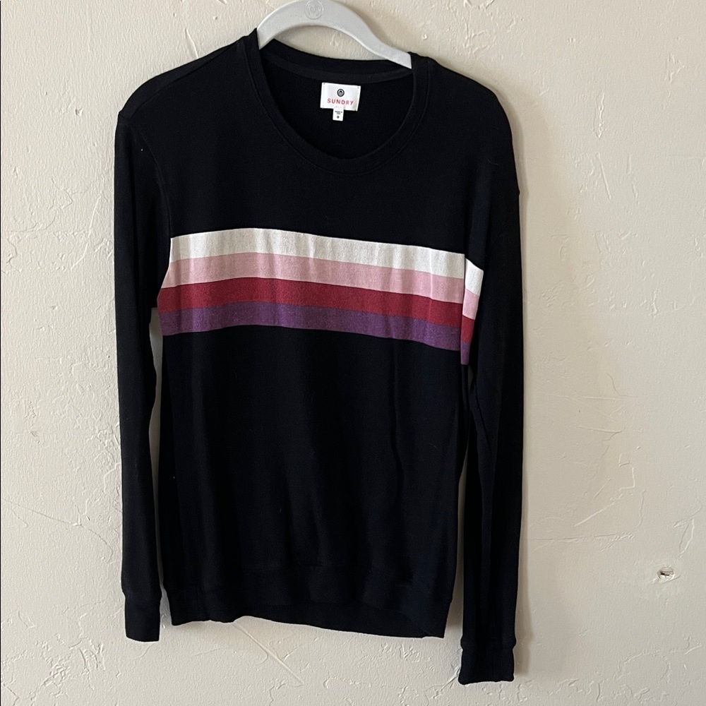 Sundry Black Sweatshirt with Striped Design Size 0